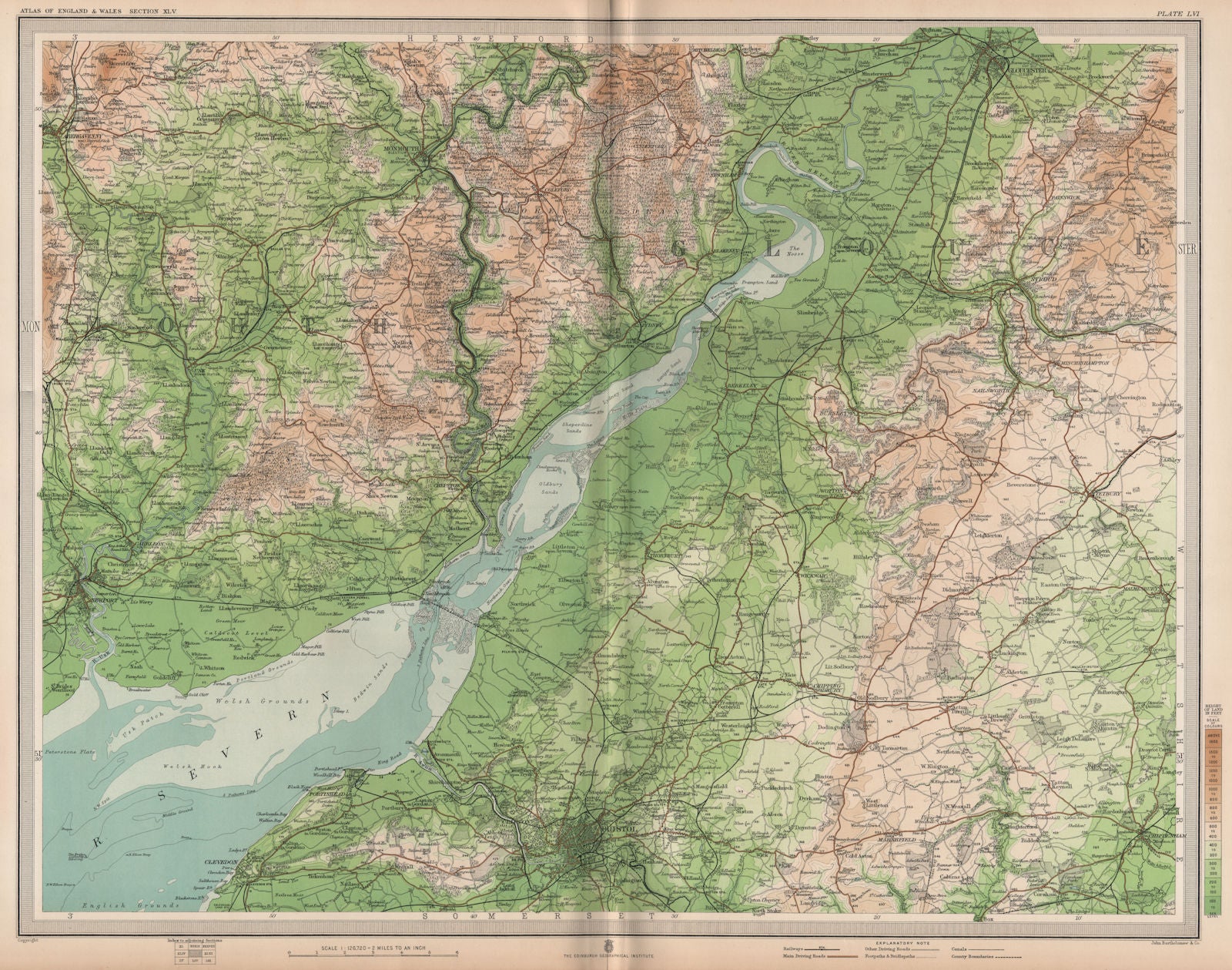 SEVERN ESTUARY. Bristol Newport Monmouth Gloucester Stroud. LARGE 1903 old map